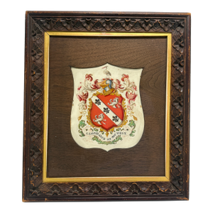 Heraldic Shield Painting on Vellum, Motto “L’Espérance Me Soutient,” 19th C