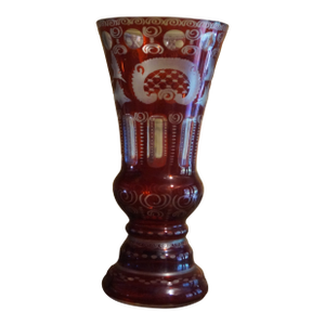 1920s Egermann Ruby Czech Glass Bohemian Crystal Vase