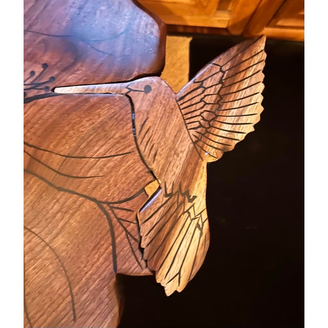 Lumen and Log Hand-Carved Black Walnut "Hibiscus & Hummingbird" Sculptural Coffee Table For Sale In Minneapolis - Image 6 of 9