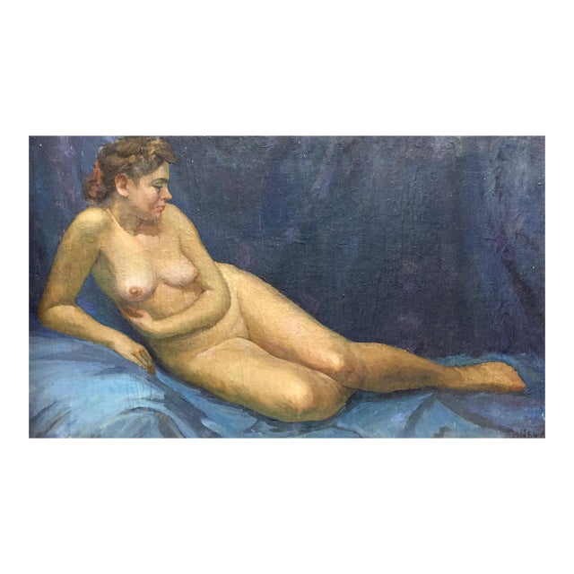 1970s Oil Painting Portrait of a Naked Girl Dorofeev Alexander Ivanovich For Sale