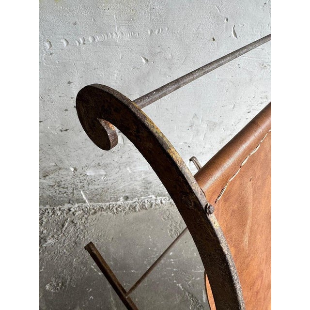 Antique Metal Rocking Chair with Leather Seat For Sale - Image 9 of 11