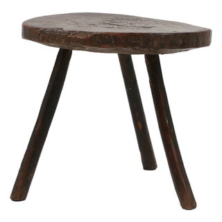 Brutalist French Oak Tripot Stool, 1850 For Sale