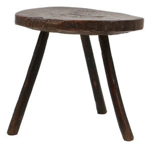 Brutalist French Oak Tripot Stool, 1850