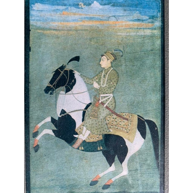 19th Century Pair of Framed Persian Miniature Paintings - Mughal Style Horseback & Hunt Scene For Sale - Image 11 of 11