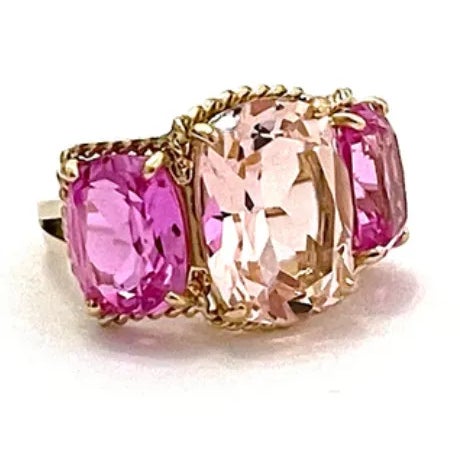 Christina Addison Elegant Purple Amethyst and Rock Crystal Ring With Gold Rope Twist Border For Sale - Image 4 of 12