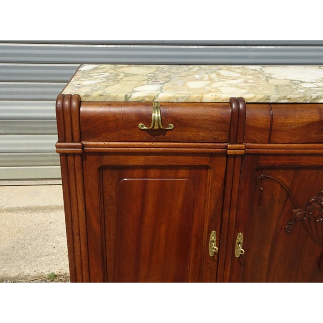 Wood Vintage Art Deco Sideboard in Walnut and Marble, 1920s For Sale - Image 7 of 18