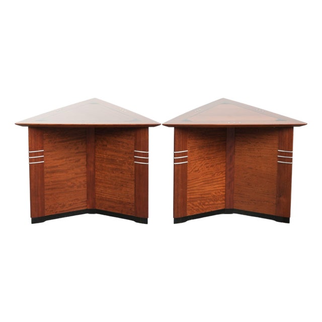 Art Deco Triangular Side Tables by Schuitema from the Decoforma Series, Set of 2 For Sale