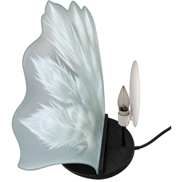 Art Deco Vintage Illuminated Harlequin & Ballerina Table Lamp With Etched Peacock Glass, 18” For Sale - Image 3 of 6