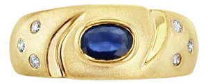 Oval Sapphire Band with Diamond Accents 14k Yellow Gold, Size 5