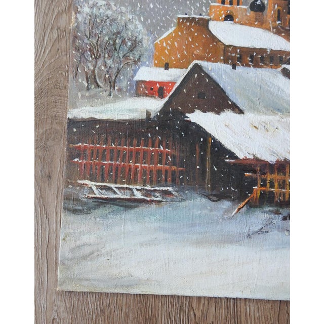 1971 Russian Church in Winter Painting For Sale - Image 4 of 7