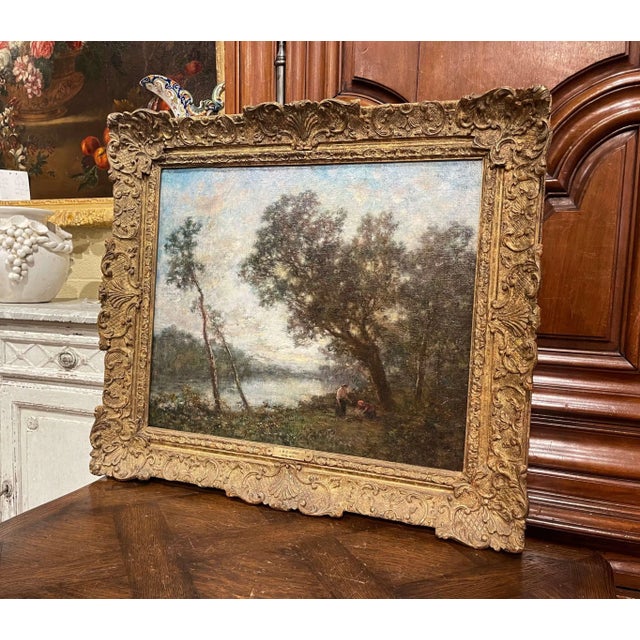 19th Century French Landscape Painting Signed Corot in Original Giltwood Frame For Sale - Image 10 of 18