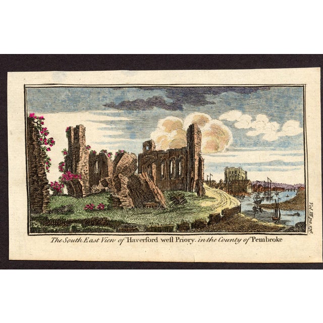 An authentic 18th-century English copperplate engraving from a topographical series documenting historic landscapes and...