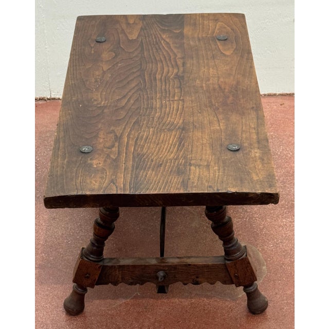Spanish Castilian Refectory Style Walnut & Wrought Iron Coffee Table, Early 20th For Sale - Image 10 of 14