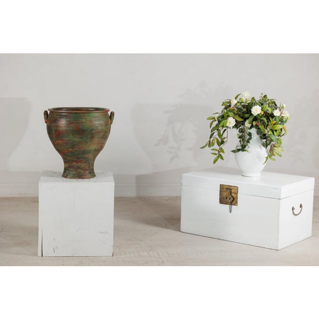 Vintage Thai Ceramic Planter with Green, Brown, and Red Patinated Glaze For Sale - Image 16 of 18