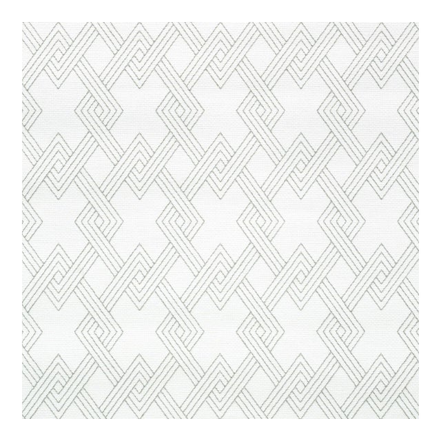 Sample - Schumacher Hix Embroidered Paperweave Wallpaper in Grey For Sale