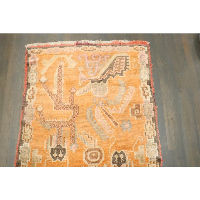 Orange Vintage Tibetan Rug no. j5291 For Sale - Image 4 of 5