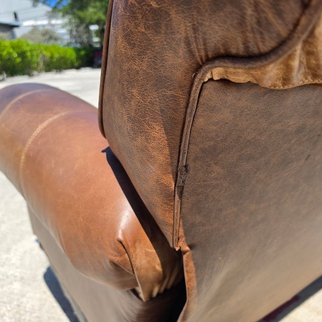 Vintage Barcalounger Saddle Leather Recliner With Continuous Lumbar Support For Sale - Image 17 of 18