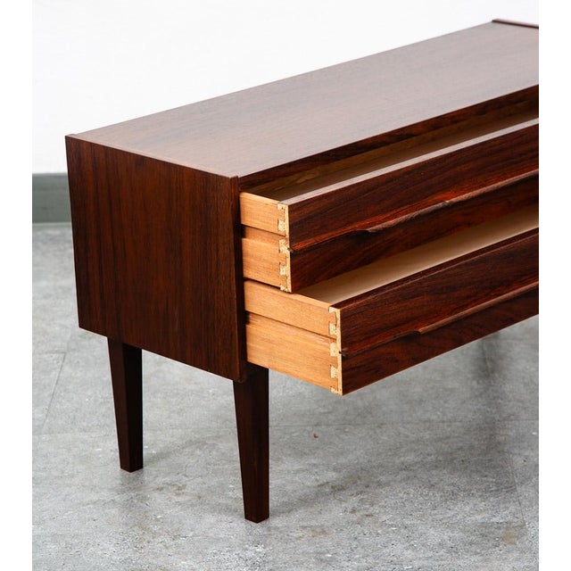 Mid Century Danish Modern Side Table Entryway Chest 2 Drawer Rosewood Bedside For Sale - Image 9 of 12