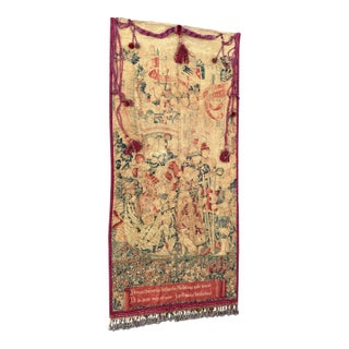 Large Antique Gothic Adaptation the War of Troy Tapestry French Europe Tapestry For Sale