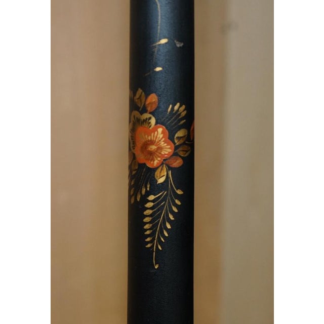 Chinese Export Black Chinoiserie Lacquer Floor Lamp, 1920s For Sale - Image 12 of 15