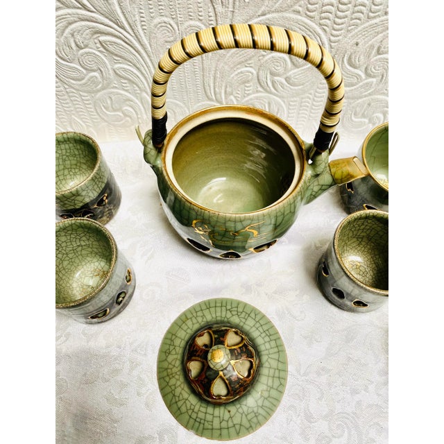1940s Otagiri Soma Ware Somayaki Mid Century Japanese Tea Set- 7 Pieces For Sale - Image 9 of 13