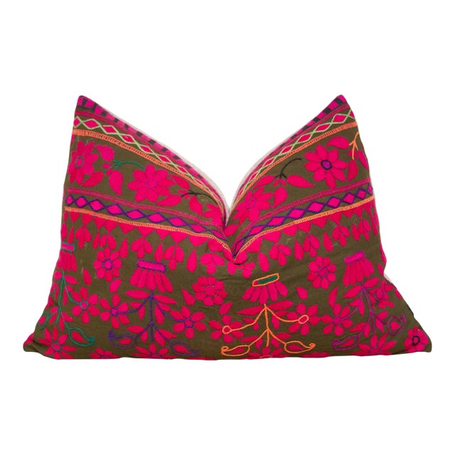 Vensi Embroidered Floral Pillow For Sale