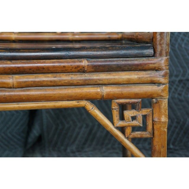 Brown Antique 19th C. Chinese Export Brighton Pavilion Bamboo Chinoiserie Armchair For Sale - Image 8 of 18