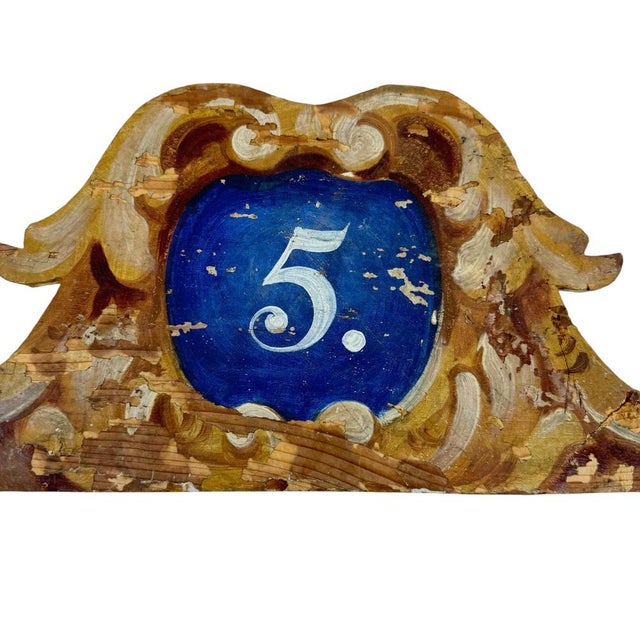 Wood Vintage Fairground Number Sign No. 5, 1920s For Sale - Image 7 of 9