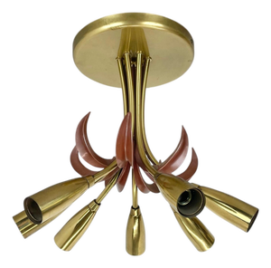 Italian Brass Theatre Ceiling Light in the style of Stilnovo, Italy, 1950s