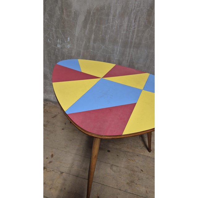 Czechoslovak Brussels Style Oak and Colored Umakart Table, 1950s For Sale - Image 9 of 10