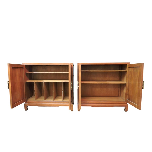 Vintage Solid Teak Asian Storage Cabinets File Or Record