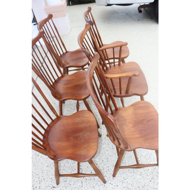 Authentic Stickley Sold Wood 6 Spindle-Back Windsor Chairs For Sale - Image 11 of 13