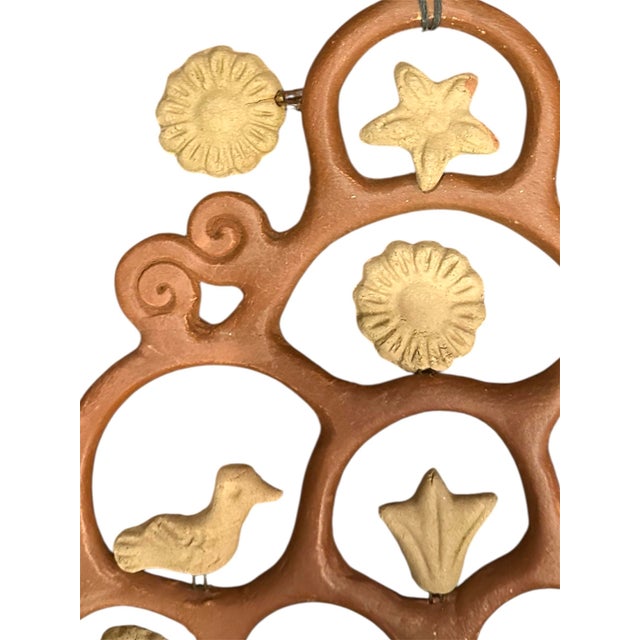 Sculpture Materials Vintage Mexican Clay Tree of Life Folk Art Terracotta Pottery Wall Pocket / Planter / Scullture With Leaves, Birds, & Flowers For Sale - Image 7 of 7