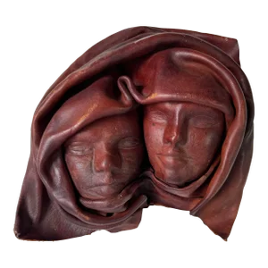 Vintage Leather Face Wall Sculpture
