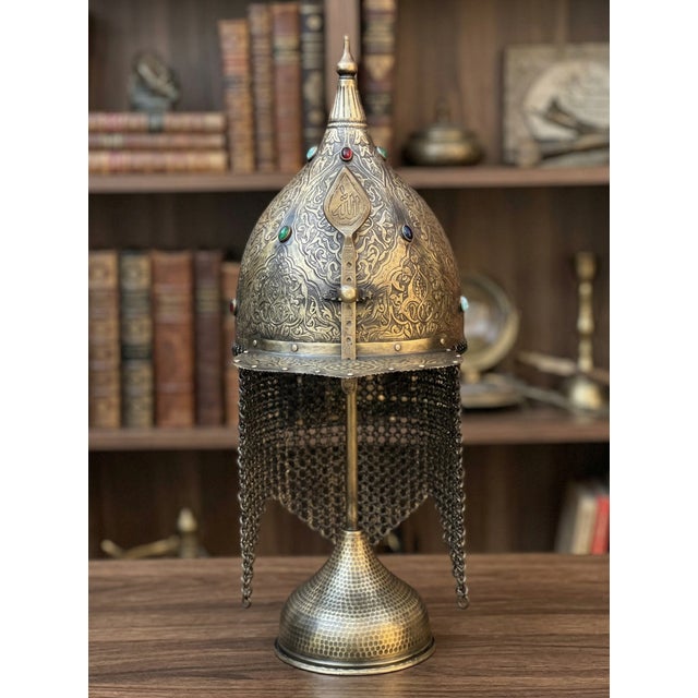 Not Yet Made - Made To Order Jeweled Engraved Brass Helmet For Sale - Image 5 of 18