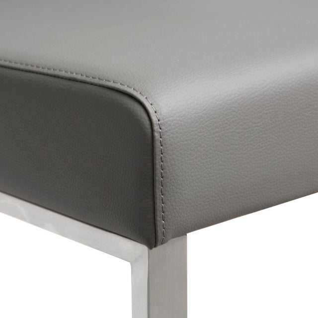 Denmark Grey Vegan Leather & Steel Bar Stools - Set of 2 For Sale In Los Angeles - Image 6 of 12
