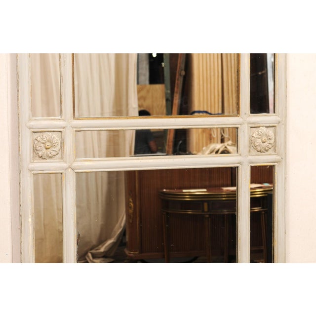 French 19th Century Antique French Glass Panel & Floral Mirror For Sale - Image 3 of 12