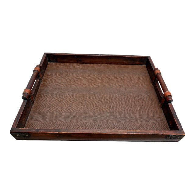 Vintage Rustic Wood Decor and Serving Tray For Sale