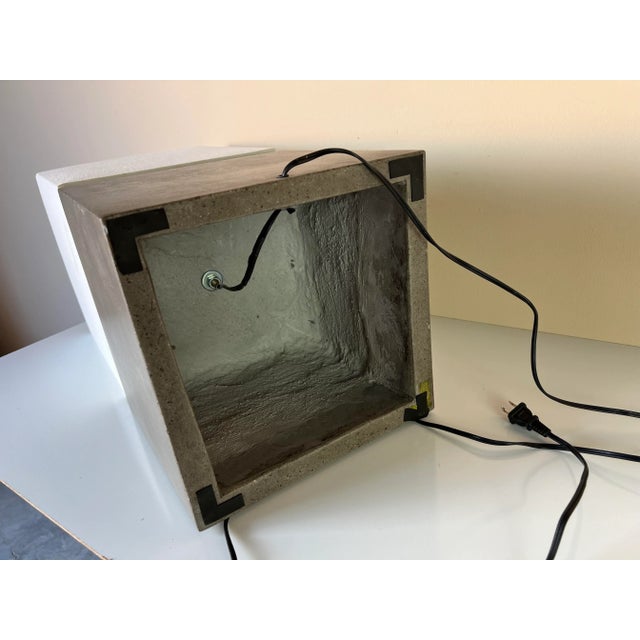 Modern Concrete Cube Table Lamp W/ Shade/ Sold For Sale - Image 10 of 12