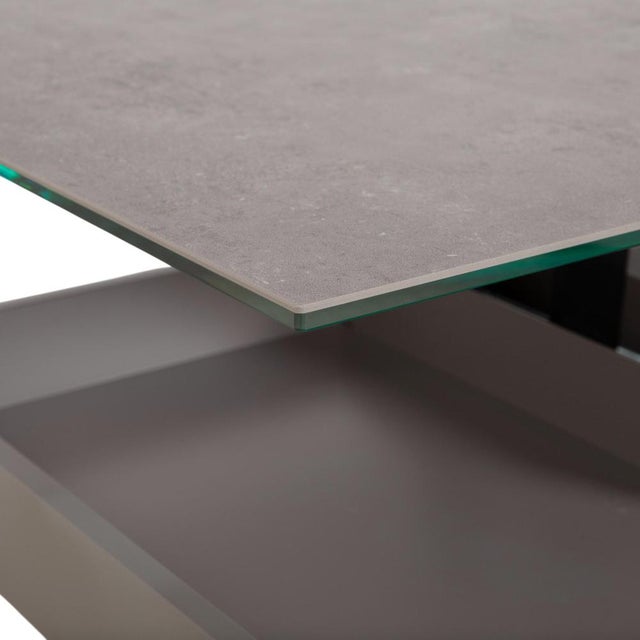 Glass Grey Coffee Table with Manual Function and Storage Compartment in Plastic Decor by Ronald Schmitt For Sale - Image 5 of 13