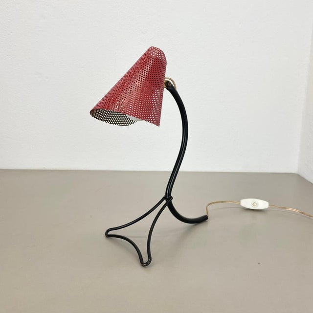 Red and Black Hole Pattern Table Light Light in the style Mategot, France, 1950s For Sale - Image 3 of 18