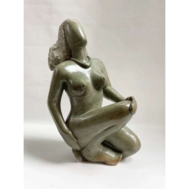 Mid-Century Modern Large Mid-Century Modern Vintage Nude Stone Figural Sculpture Statue For Sale - Image 3 of 7