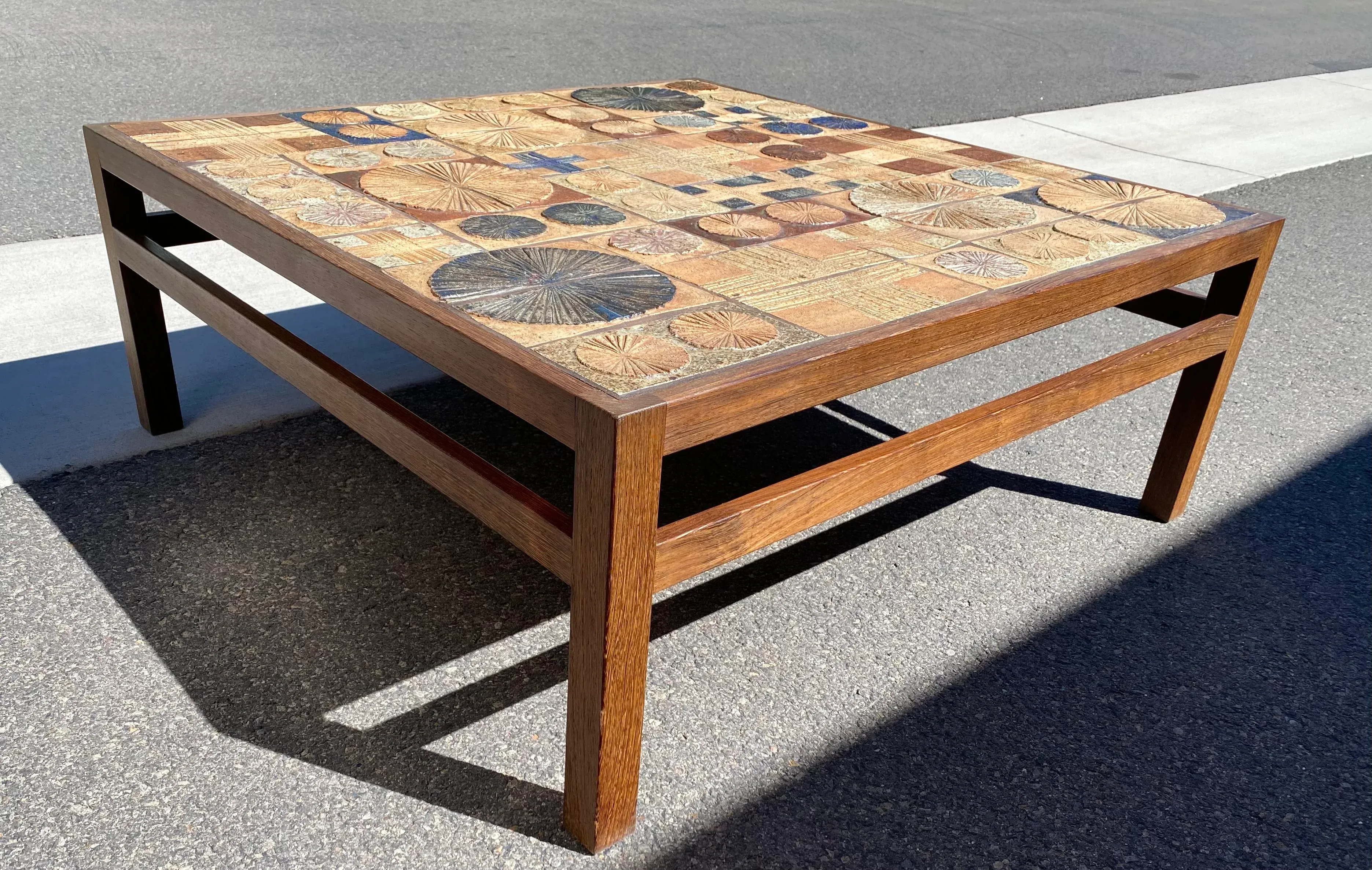 1970s Tue Poulsen Tile Top Coffee Table in Rosewood Case Frame