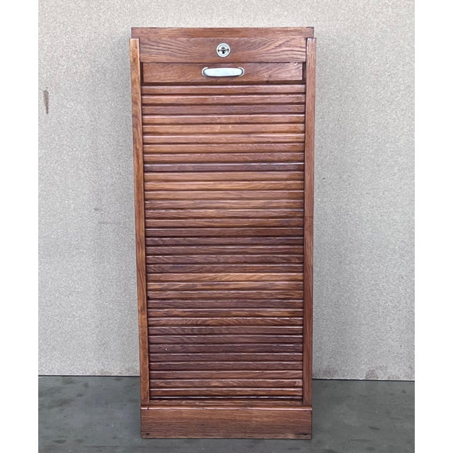 Early 20th Century Filing Cabinet with One Roller Louver Door & Five Shelves For Sale - Image 18 of 18