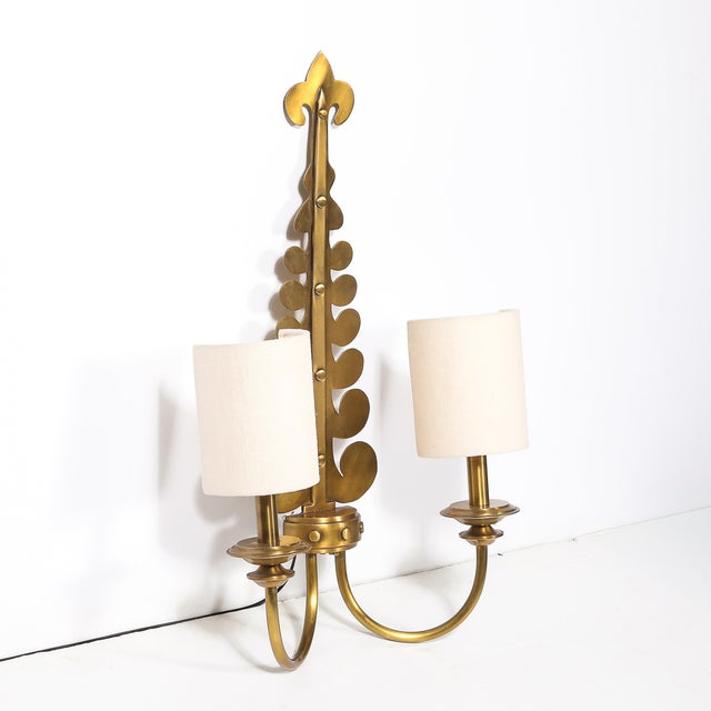 Mid 20th Century Mid-Century Modern Brass Two-Arm Sconces W/ Sculptural Volute Motif - a Pair For Sale - Image 11 of 18