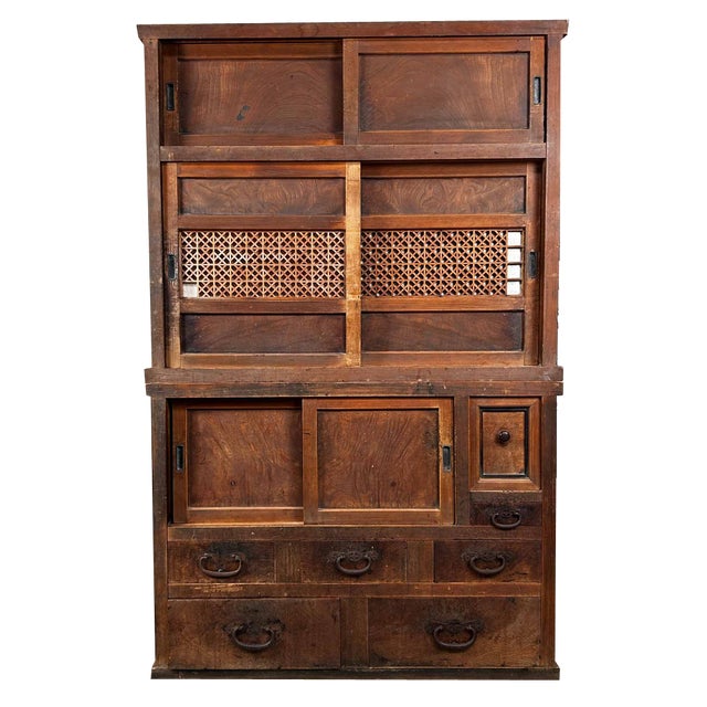 Traditional Japanese Tansu Storage Cabinet, 1920s, Set of 2 For Sale