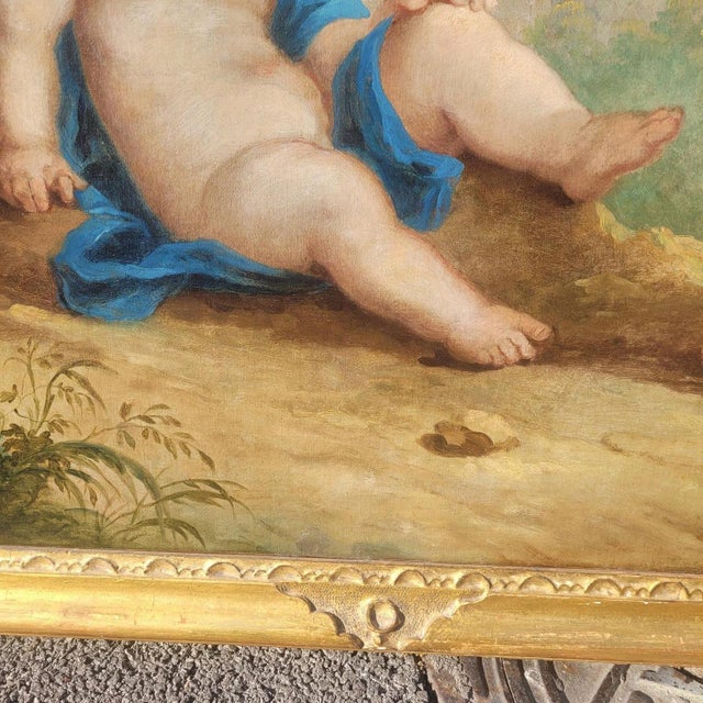Putti Playing with Birds, Early 19th Century, Oil on Canvas, Framed For Sale - Image 9 of 18