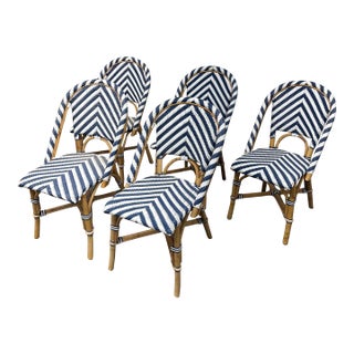 Serena & Lily Riviera Rattan Dining Side Chairs, Set of Five For Sale
