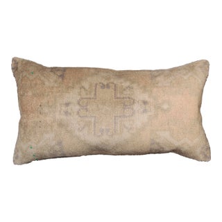Handwoven Decorative Oushak Rug Lumbar Pillow Cover -16'' X 33'' For Sale