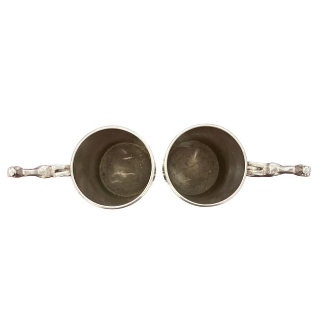 Late 20th Century Vintage Gucci Italy Silver-Tone Deer Handle Mugs - Pair For Sale - Image 5 of 10